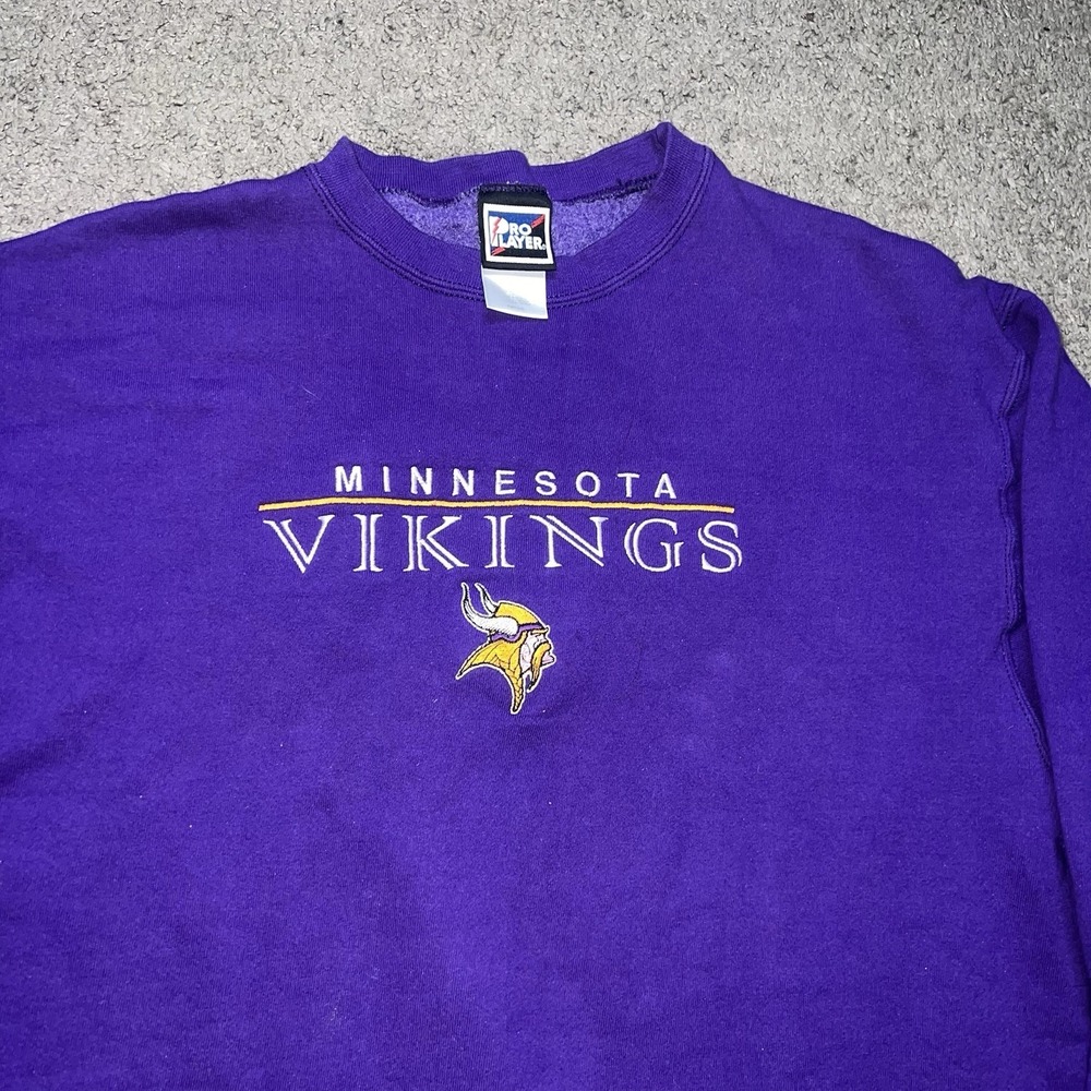 Vintage‎ Minnesota Vikings Sweatshirt Mens Large Purple NFL Football Pro Player